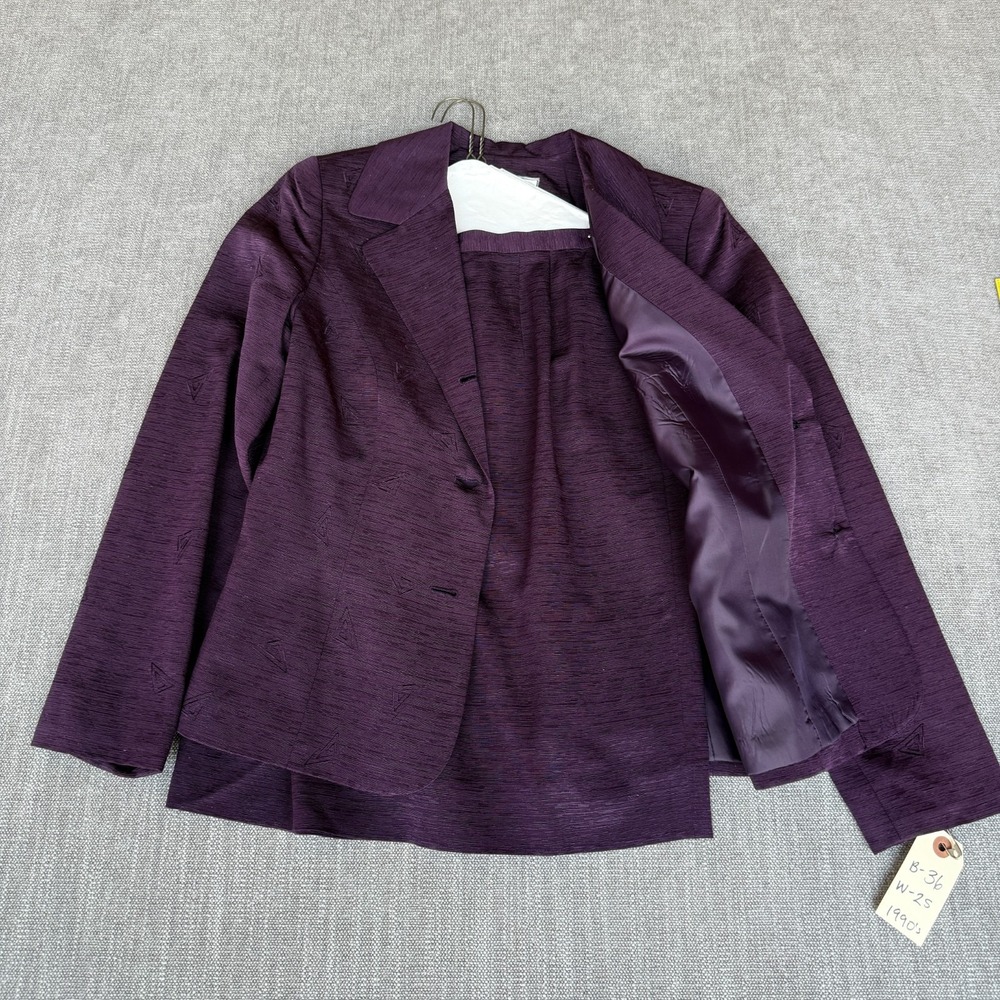 Vtg 90's Travis Ayers Two-Piece Suit Set Blazer & Skirt Womens 36B/25W Purple